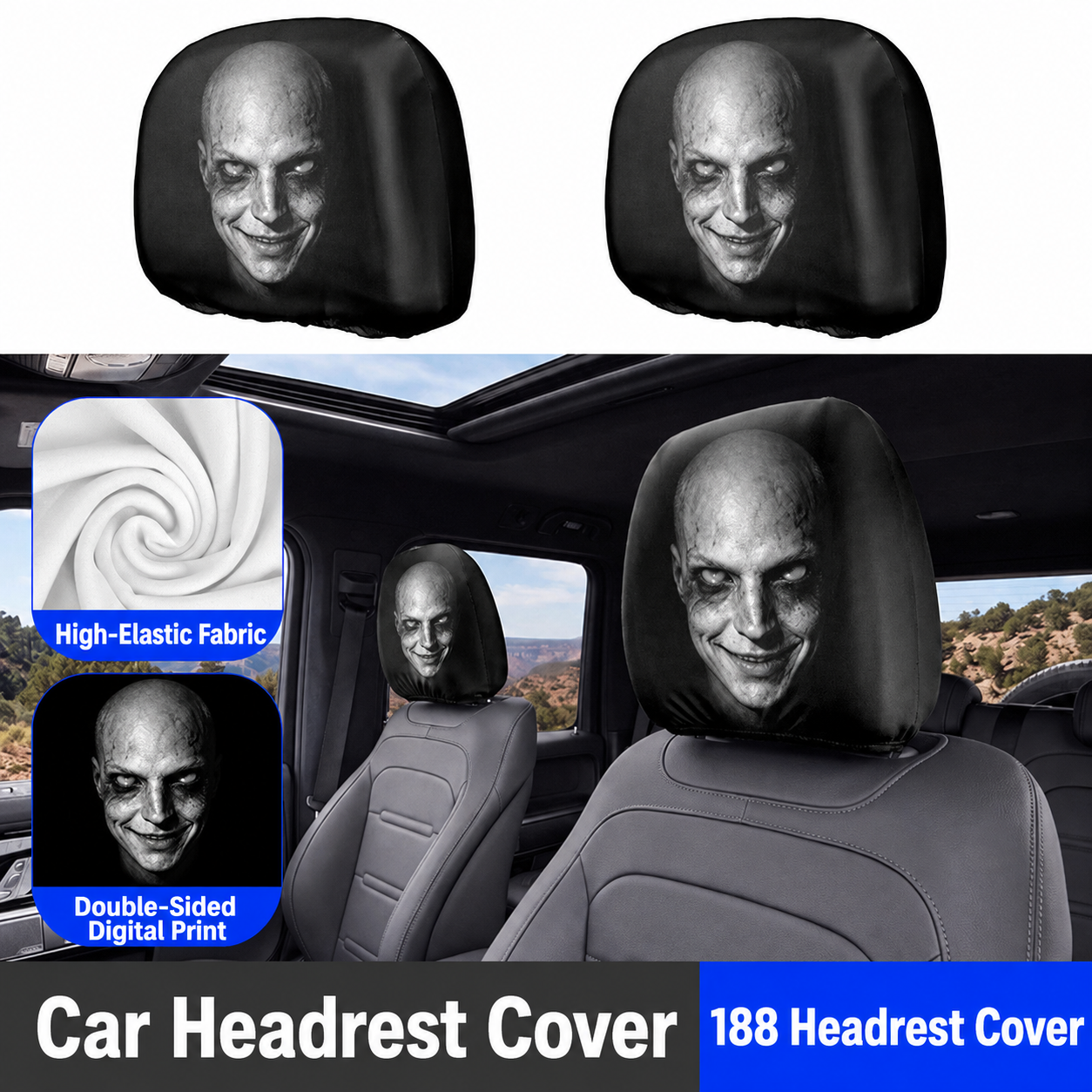 Car-print pillowcase, universal stretchable and fun novelty head cover