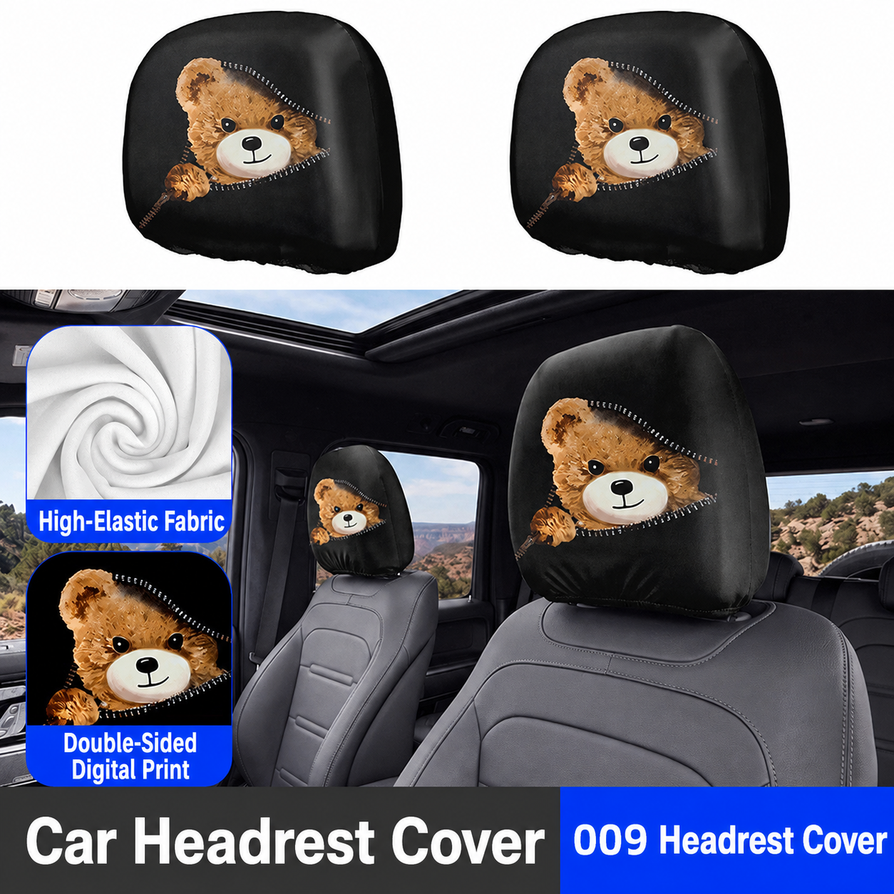 Car-print pillowcase, universal stretchable and fun novelty head cover