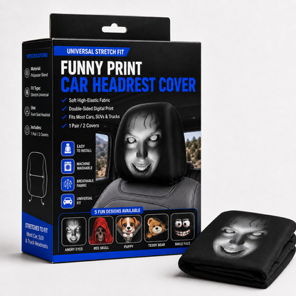 Car-print pillowcase, universal stretchable and fun novelty head cover