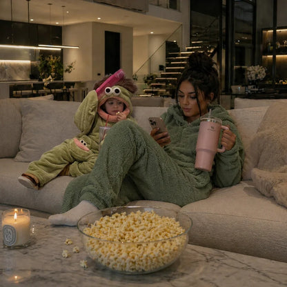 Autumn/Winter Plush Women's Funny Cartoon-Themed Thick Pajama Sets and Matching Loungewear for Couples and Children