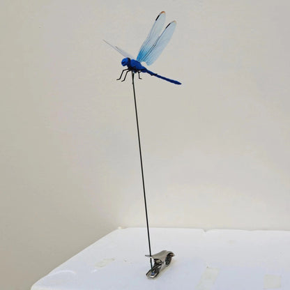 Stake Clip with Simulated Dragonfly – Home Decor, Dragonfly & Butterfly Garden Ornament, Wall Sticker Background, Gardening Decoration