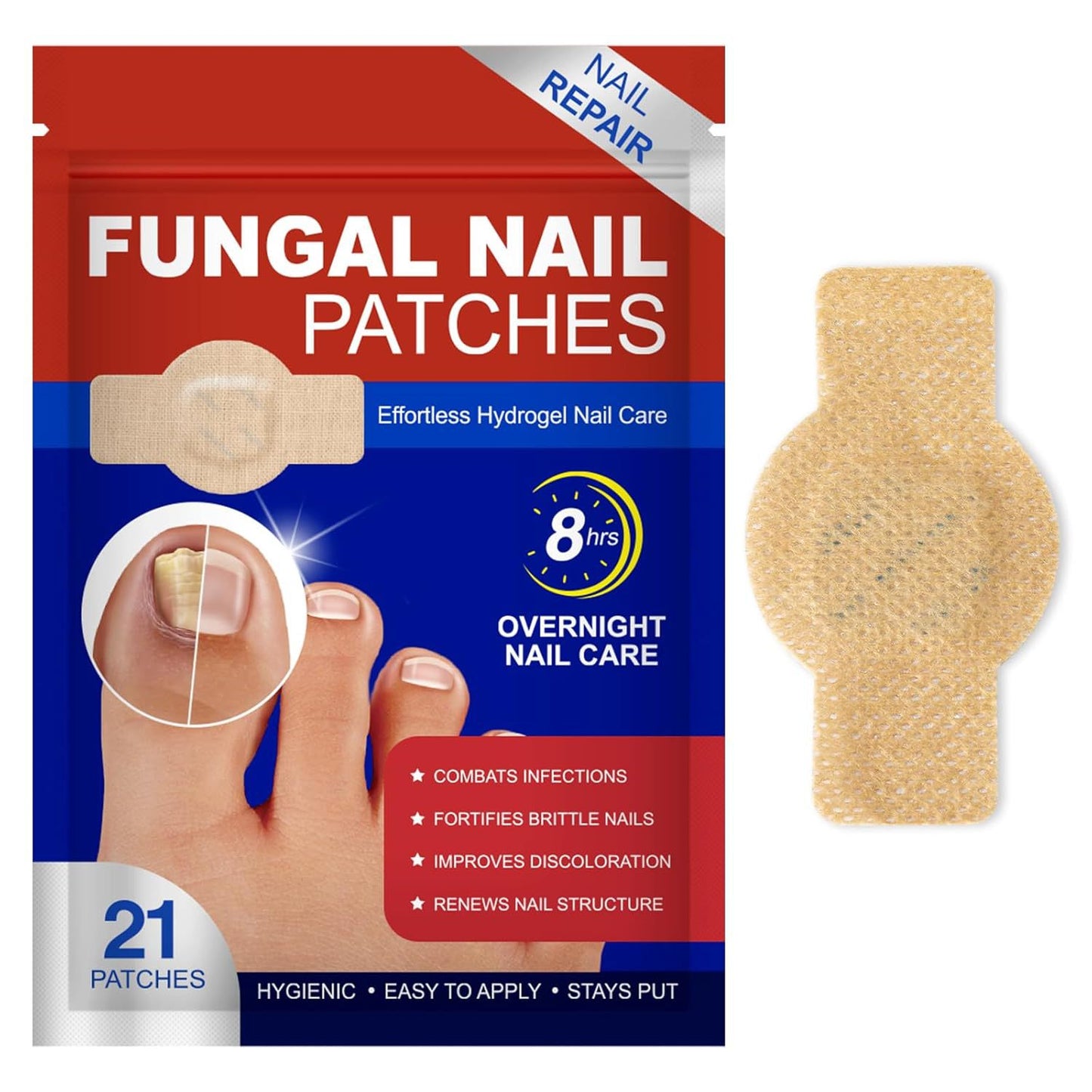Nail Repair and Correction Patch, Gray Nail Patch, Gel for Foot Care, Ingrown Toenail Inflammation Relief Patch, Antibacterial Patch, Nail Protection Patch