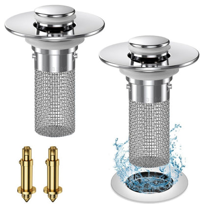 Universal pop-up basin drain plug with brass core for washbasins, sinks, and vanity tops