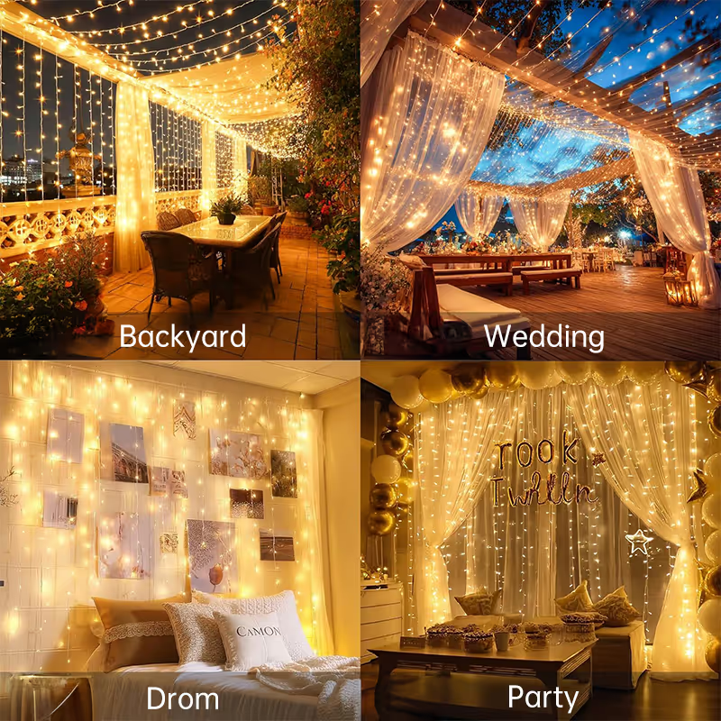 Curtain lights transforming a room
