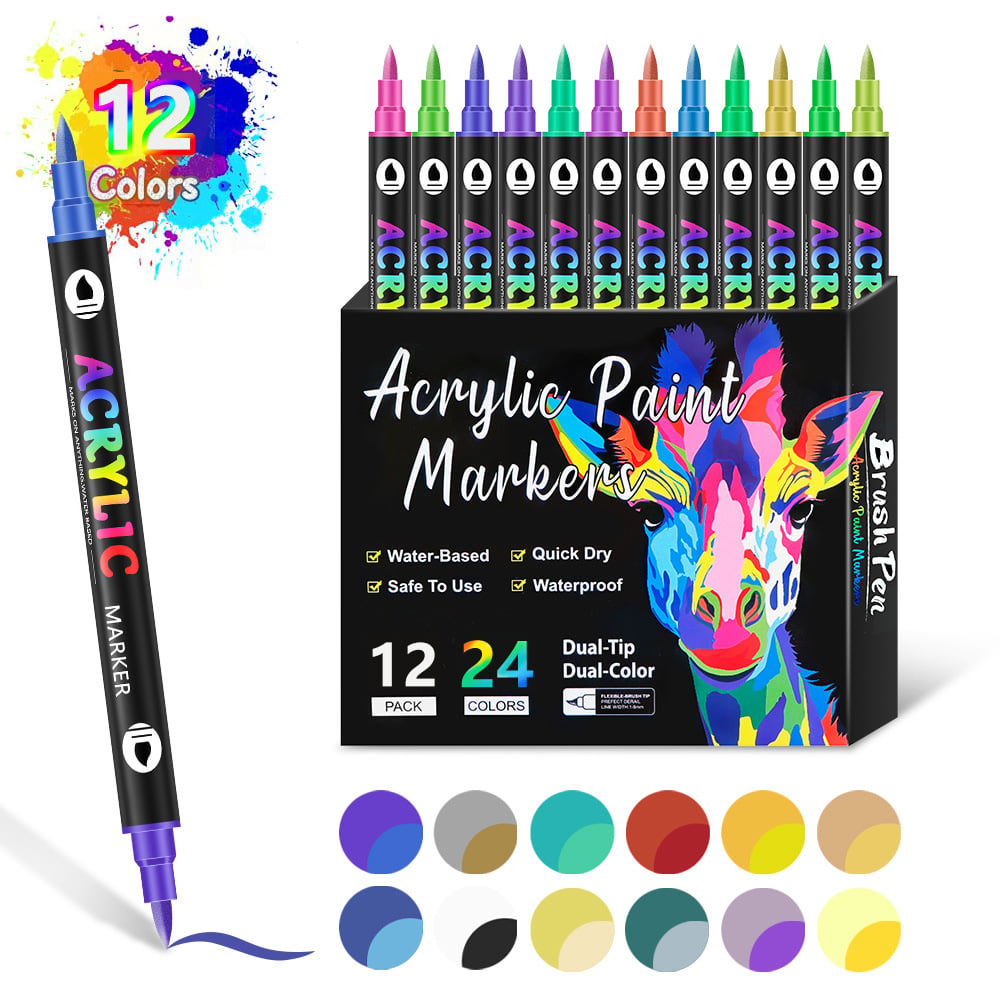 🔥Last Day Promotion-49%OFF - Dual Tip Acrylic Paint Pen Marker - 24/48/72/120Colors