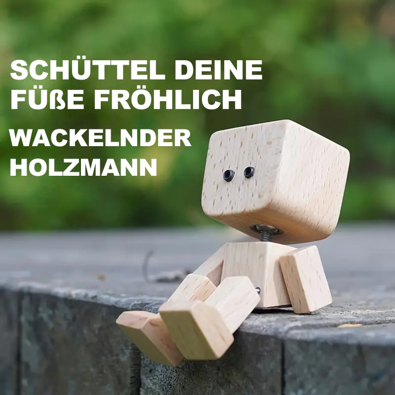 Charmante kleine Holzfigur. die mit 12 magnetischen Ausdrücken schwankt