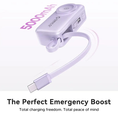🔋 Orico 3-in-1 Power Bank – Integrated Cable & Foldable Wall Plug – Wireless Watch Charger for iPhone & Android ✈️