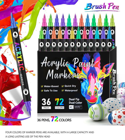 🔥Last Day Promotion-49%OFF - Dual Tip Acrylic Paint Pen Marker - 24/48/72/120Colors