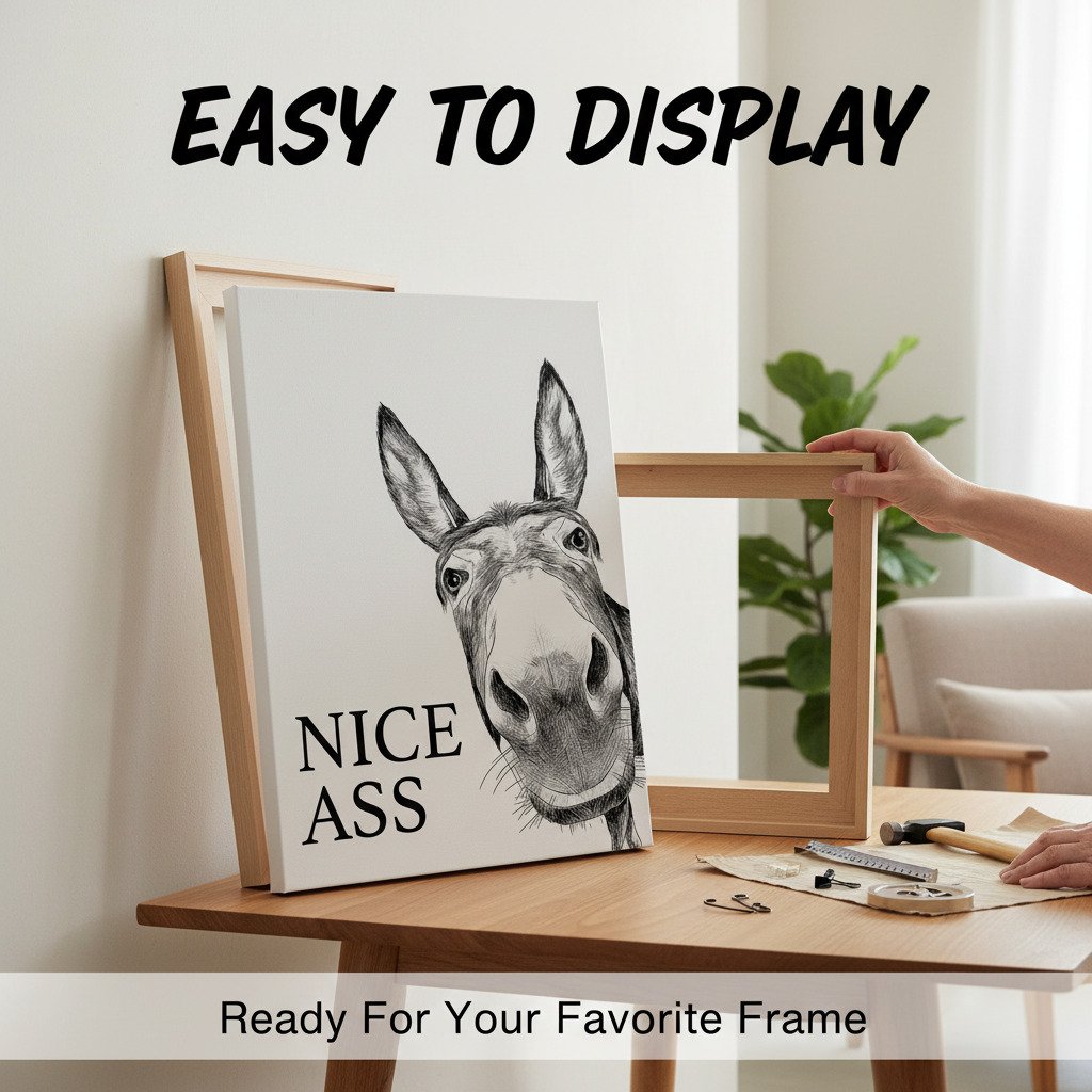 Funny Bathroom Wall Art - Nice Ass Donkey Print