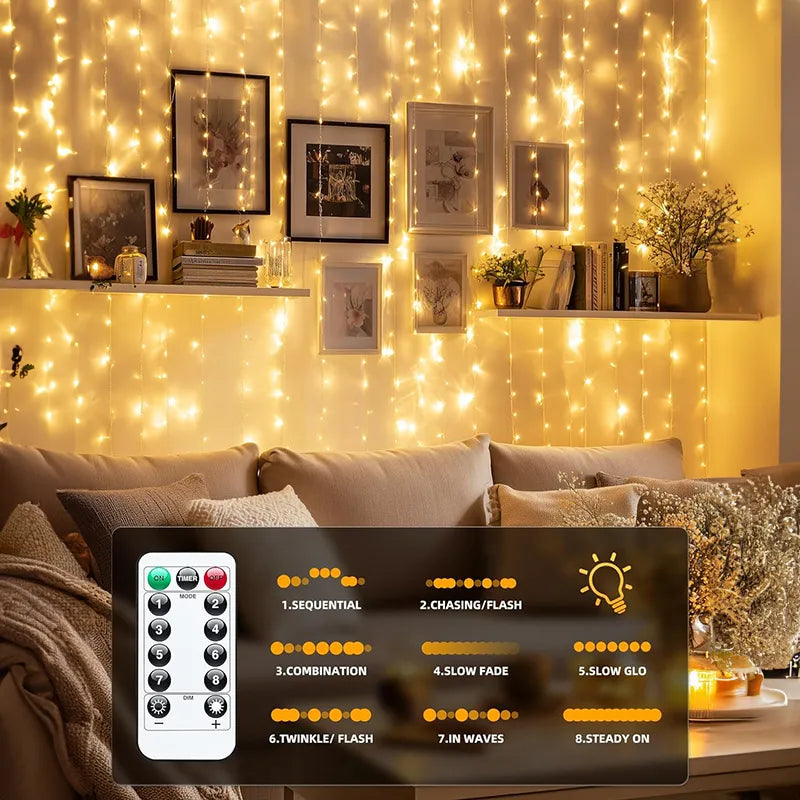 Eight curtain-light modes and remote control