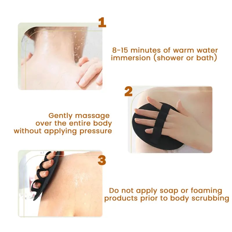 🧽 4-Pack Soft Rubber Shower Scrubber – Gentle Yet Effective. Exfoliates & Cleanses All Skin Types