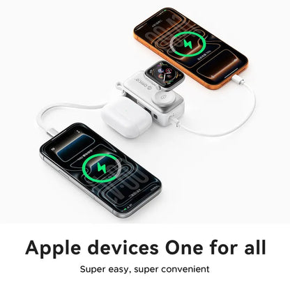 🔋 Orico 3-in-1 Power Bank – Integrated Cable & Foldable Wall Plug – Wireless Watch Charger for iPhone & Android ✈️
