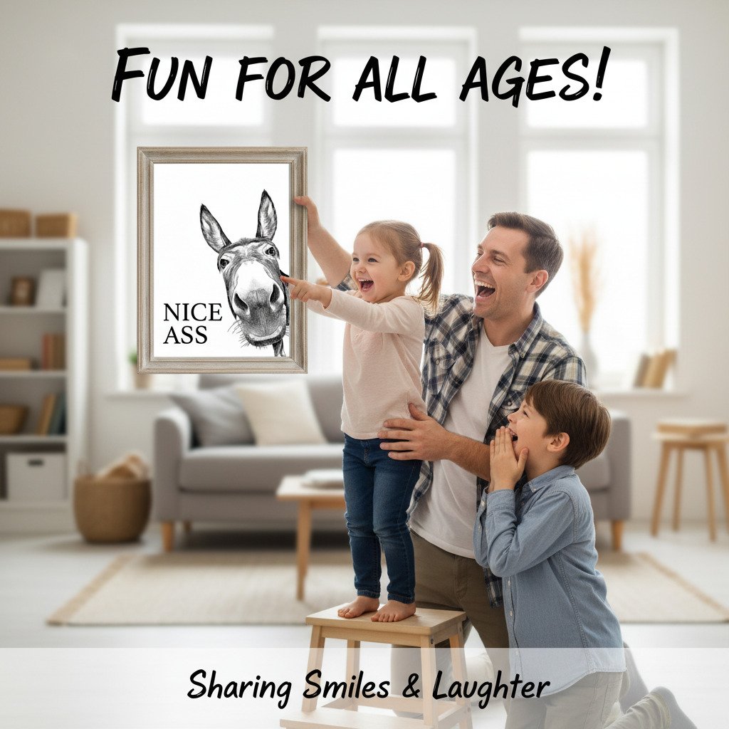 Funny Bathroom Wall Art - Nice Ass Donkey Print