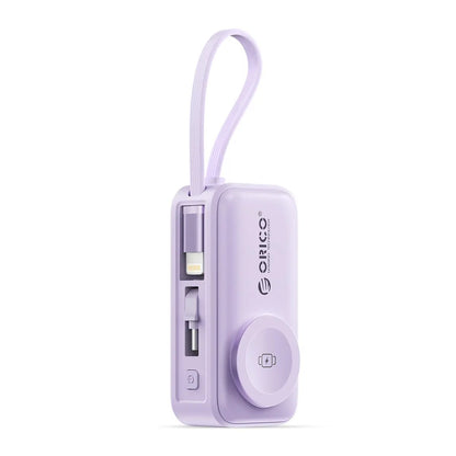 🔋 Orico 3-in-1 Power Bank – Integrated Cable & Foldable Wall Plug – Wireless Watch Charger for iPhone & Android ✈️